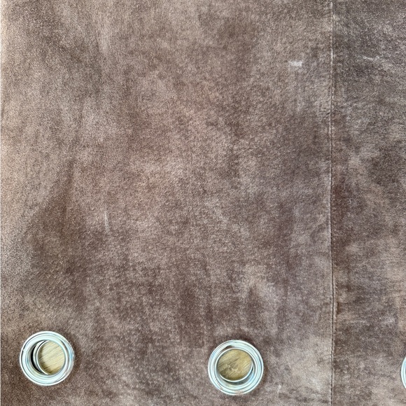 Vintage Sophie Chang Brown Suede Midi Skirt with Grommet Accents 8 - Picture 2 of 4